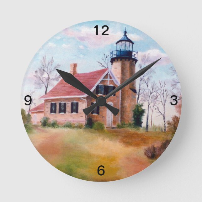 White River Lighthouse Wall Clock Runde Wanduhr (Vorderseite)