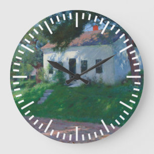 White Roadside Hütte von Dennis Miller Bunker Große Wanduhr