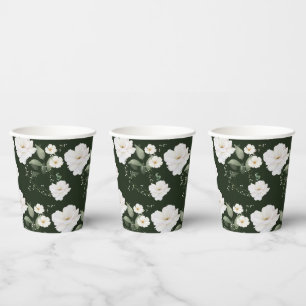 White Rock auf Black Floral Paper Cups - Tablette Pappbecher