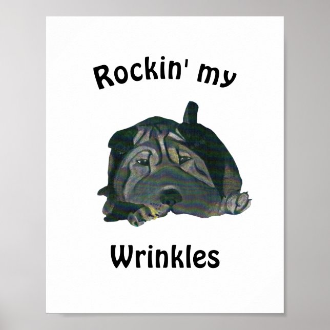 White "Rockin' My Frinkles Black Sharpei Poster (Vorne)