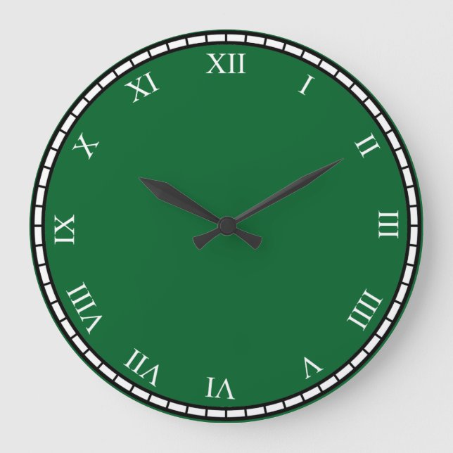 White Roman Numbers Face & Trim Round Clock Große Wanduhr (Vorderseite)