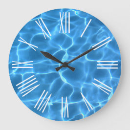 White Roman Numerres Aqua Blue Pool Große Wanduhr