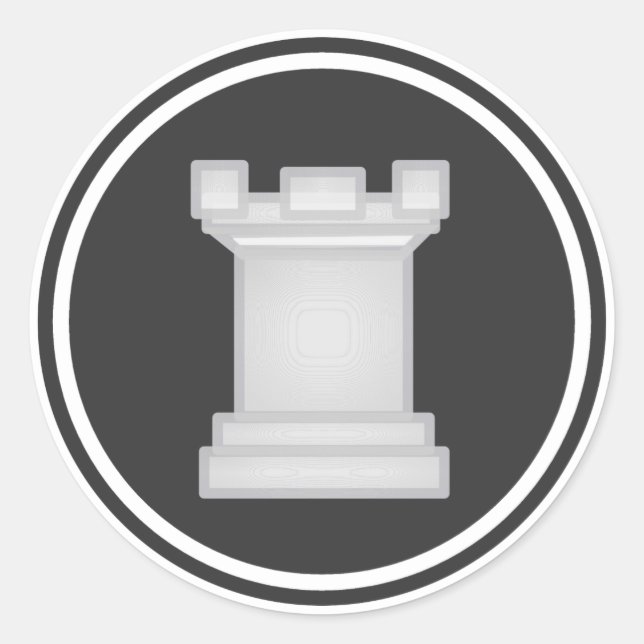 White Rook Schach Piece Runder Aufkleber (Vorderseite)