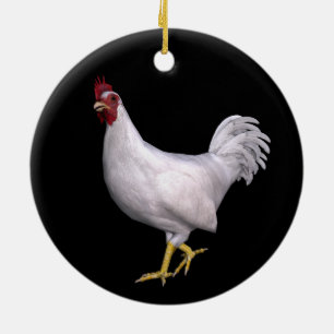 White Rooster Keramik Ornament