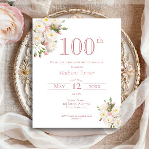 White Rose   100. Geburtstag Einladung