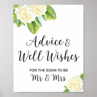 White Rose Advice und Brunnen Wünsche Hochzeitszei Poster
