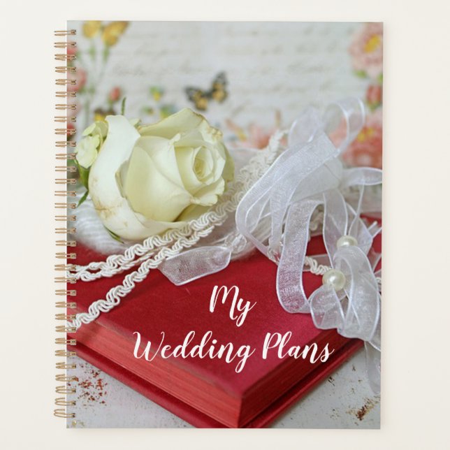 White Rose and Lace Wedding Planer (Vorderseite)