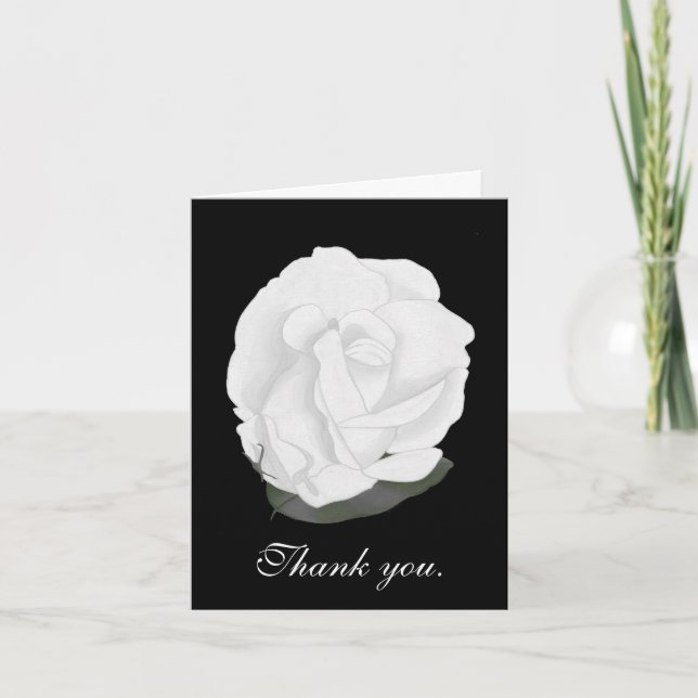 White Rose auf Black Wedding Danke Karten (Vorderseite)