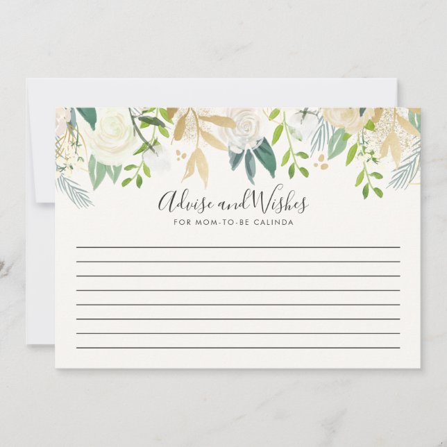 White Rose | Babyparty | Beratung und Wünsche Einladung (Vorderseite)