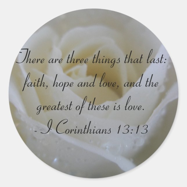 White Rose Bible Verse aus Korinthians Stickers (Vorderseite)