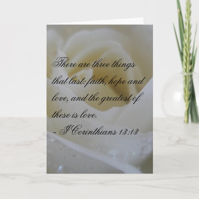 White Rose Bible Verse Wedding Gruß Karte (Vorderseite)