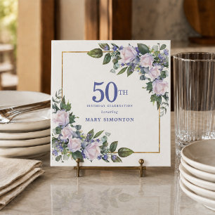 White Rose Blue Floral Custom 50. Geburtstagsparty Serviette