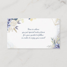 White Rose Blue Gold Aquarellfarbe Geometrie Begleitkarte