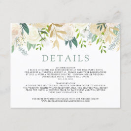 White Rose Bouquet | Angaben zur Hochzeit Begleitkarte