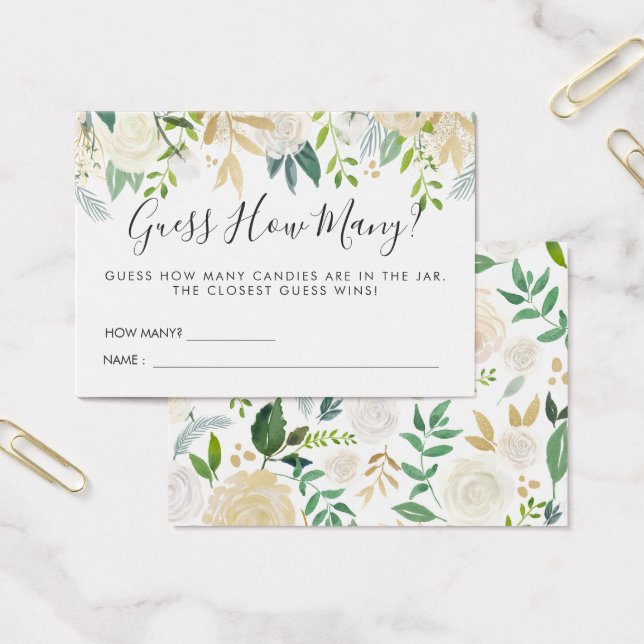 White Rose Bouquet Baby Dusche | Guessing Game (Büro)