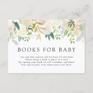 White Rose Bouquet   Babyparty   Bücher für Baby Begleitkarte
