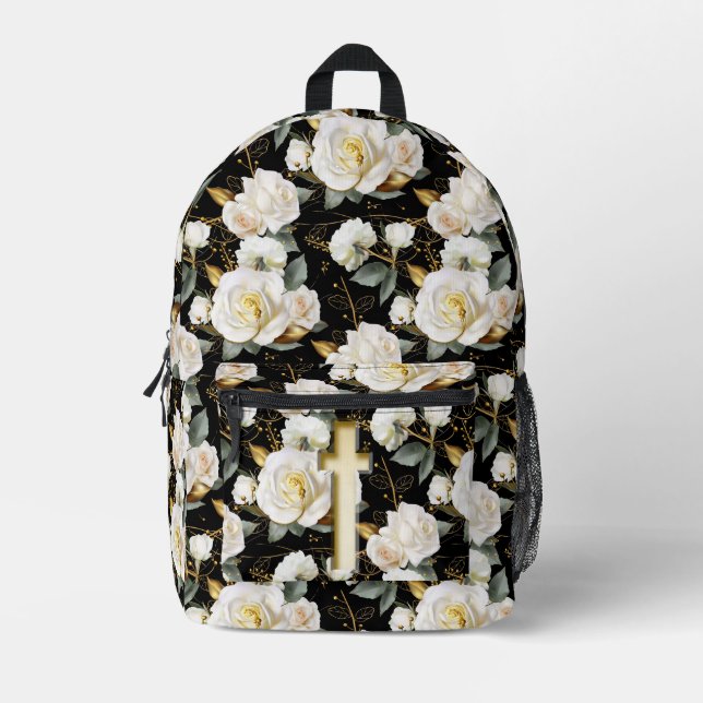 White Rose Bouquet Bedruckter Rucksack (Vorderseite)