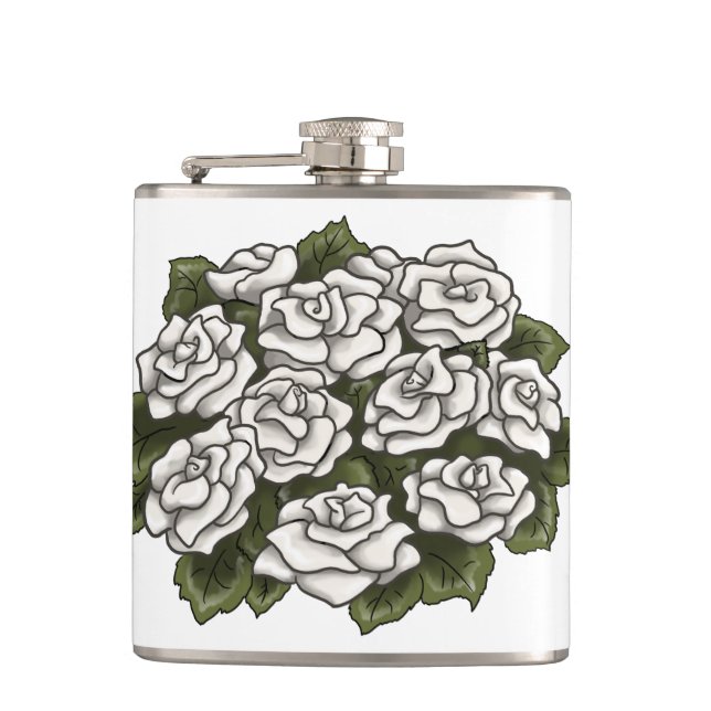 White Rose Bouquet Flachmann (Vorderseite)