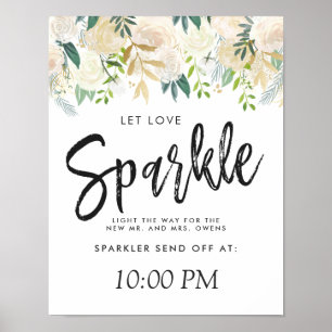 White Rose Bouquet   Gelassen Liebe Sparkle Poster