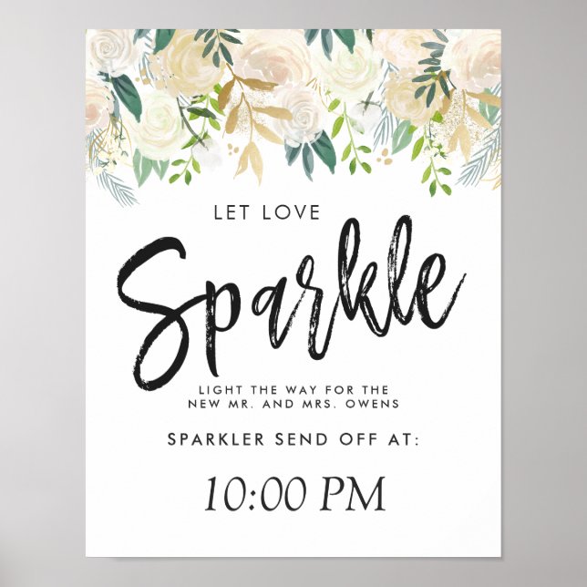 White Rose Bouquet | Gelassen Liebe Sparkle Poster (Vorne)