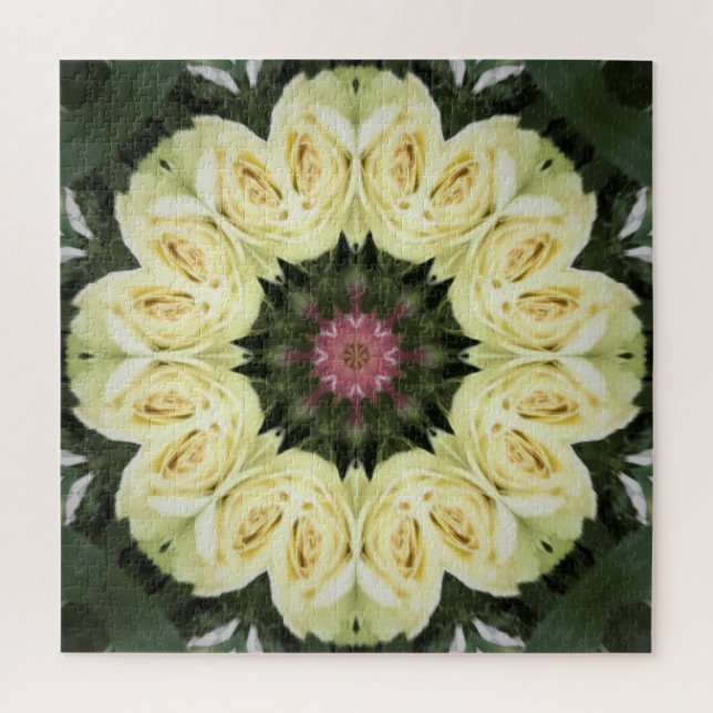 White Rose Bouquet Mandala Design Puzzle (Vertikal)