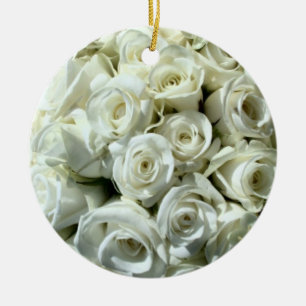 White Rose Bouquet-Ornament Keramik Ornament