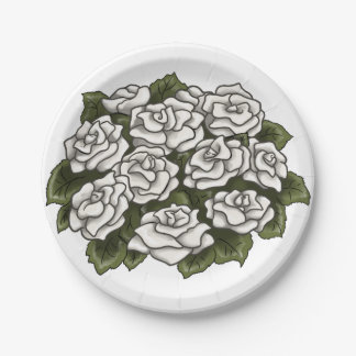 White Rose Bouquet Pappteller