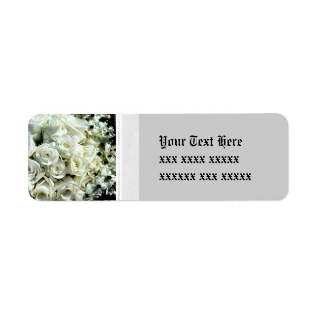 White Rose Bouquet Wedding Address Labels (Vorne)