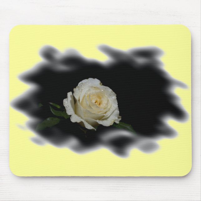 White Rose Burned Edges Mousepad (Vorne)