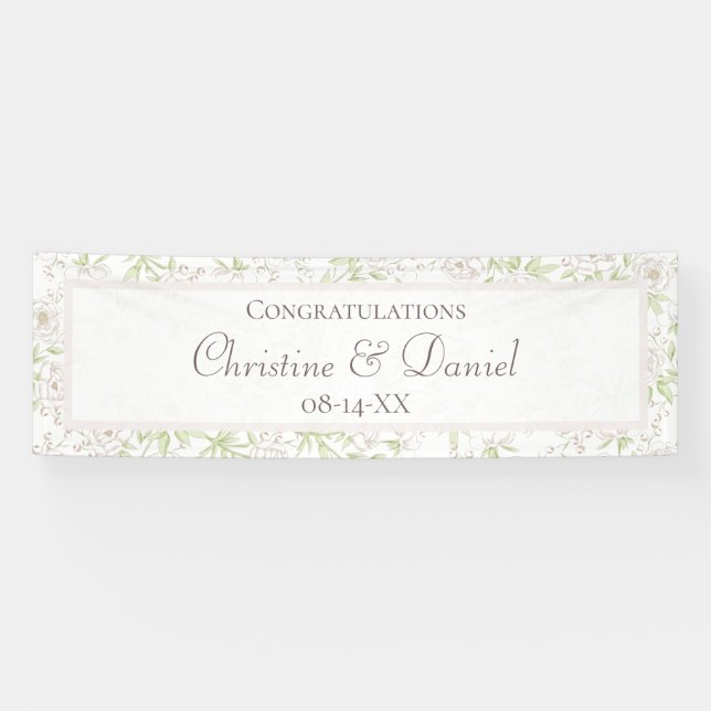 White Rose Classic Hochzeit Banner (Horizontal)