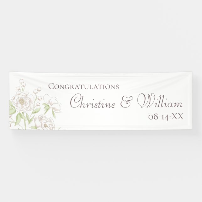White Rose Classic Hochzeit Banner (Horizontal)