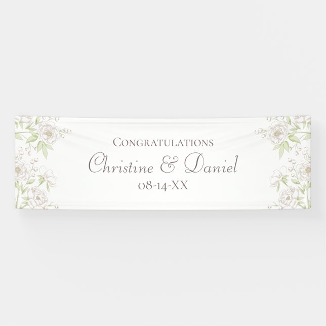 White Rose Classic Wedding Banner (Horizontal)
