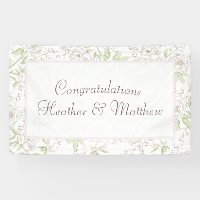 White Rose Classic Wedding Banner (Horizontal)