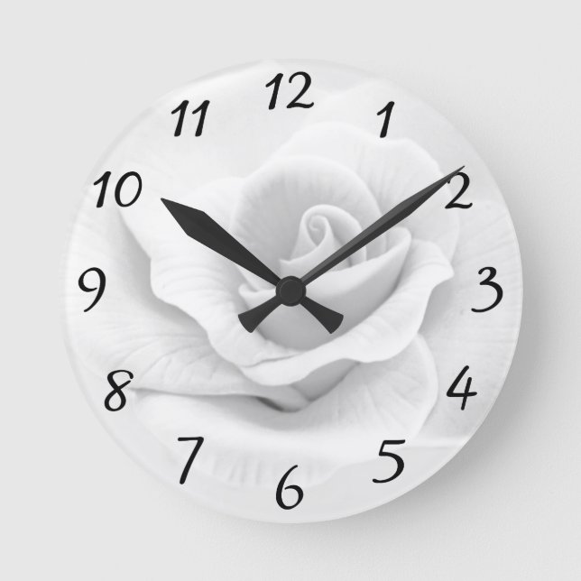 White Rose Clock Runde Wanduhr (Vorderseite)