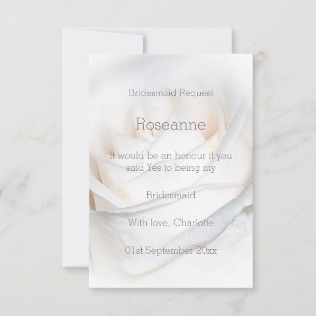 White Rose Design Bridesmaid-Anfrage Einladung (Vorderseite)