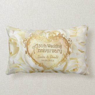 White Rose Elegance - 50. Hochzeitstag Lendenkissen