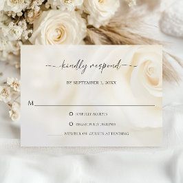 White Rose Elegant Script Wedding Response Card RSVP Karte