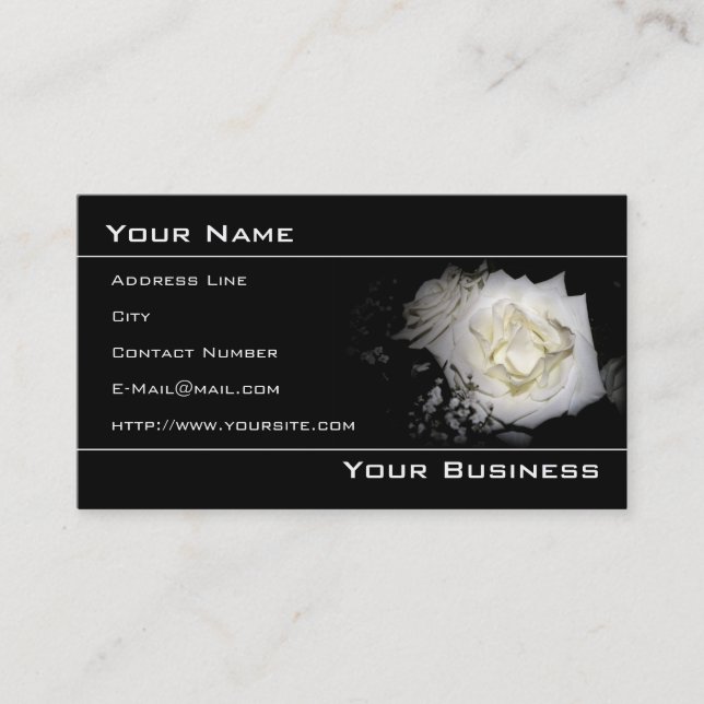 White Rose Elegante Business Card Visitenkarte (Vorderseite)