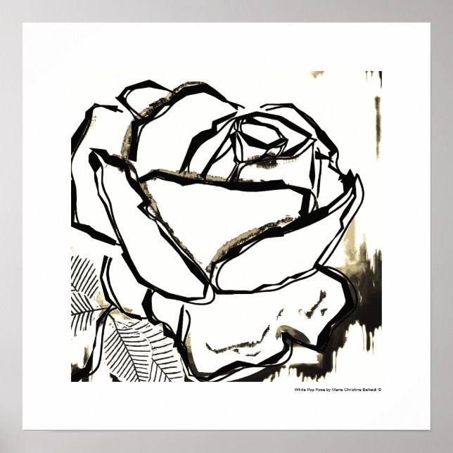 White Rose Elegante Postmoderne Kunst, Dichtung un Poster (Vorne)