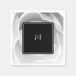 White Rose | Elegantes Blumendesign auf schwarz Serviette