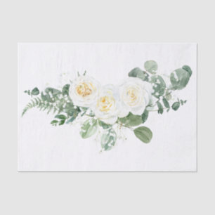 White Rose Floral Bouquet Wasserfarbe Seidenpapier