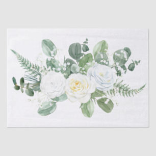 White Rose Floral Bouquet Wasserfarbe Seidenpapier
