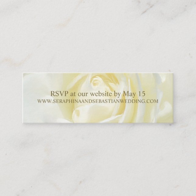 White Rose Floral Gold Hochzeitswebsite Cards Mini Visitenkarte (Vorderseite)