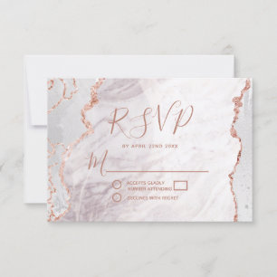 White & Rose Gold Agate Hochzeit RSVP Reaktion