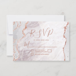 White & Rose Gold Agate Hochzeit RSVP Reaktion Karte