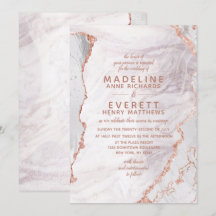 White & Rose Gold Agate Marble Foil Trendy Wedding