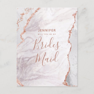 White & Rose Gold Agate werden Sie meine Bridmaid Einladung
