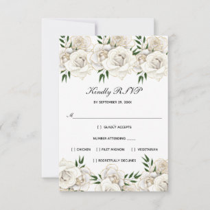 White Rose Gold Floral Formal Hochzeitsfeier UAWG RSVP Karte