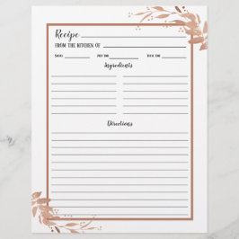 White Rose Gold Foliage Reciage Binder Page