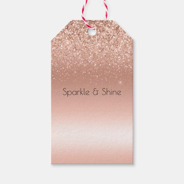 White Rose Gold Glitzer Glitzy Sparkle Geschenkanhänger (Vorderseite)